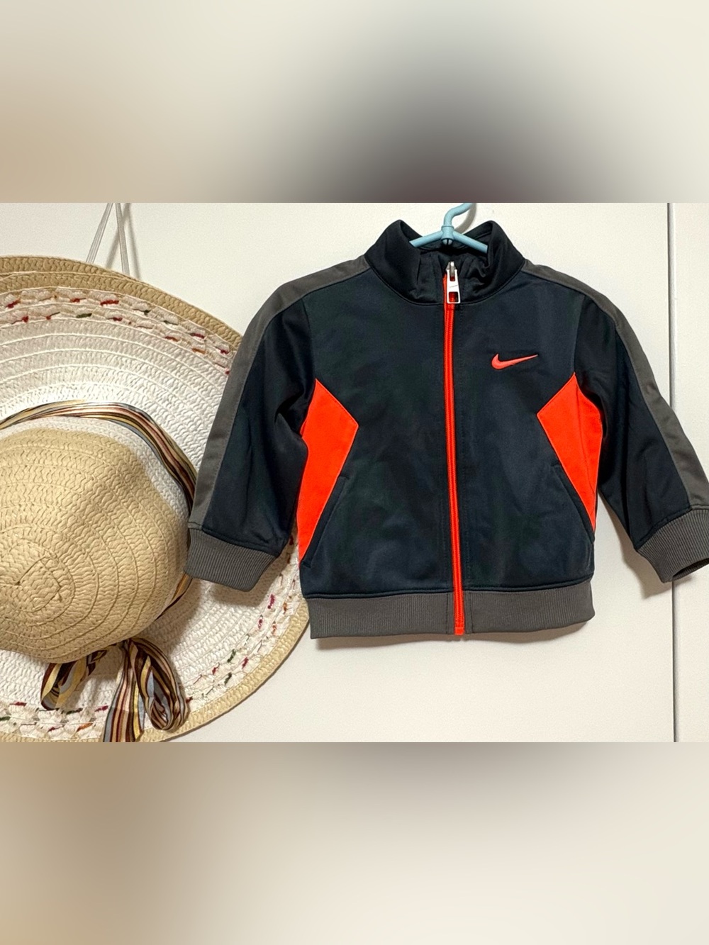 Nike Kids Black Jacket with Bright Orange Accents